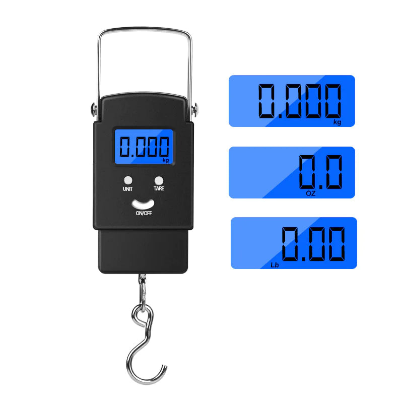 Báscula de pescado portátil, equipaje colgante Digital LCD de viaje, electrónico, 110lb/50kg