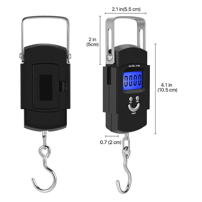 Báscula de pescado portátil, equipaje colgante Digital LCD de viaje, electrónico, 110lb/50kg